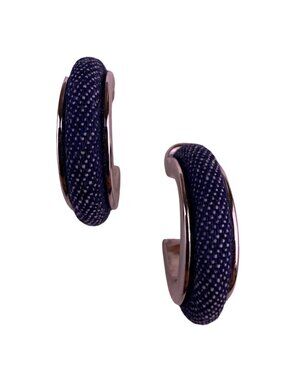 Joan Rivers Womens Silver Tone Denim Wrapped Hoop Earrings Stud Style